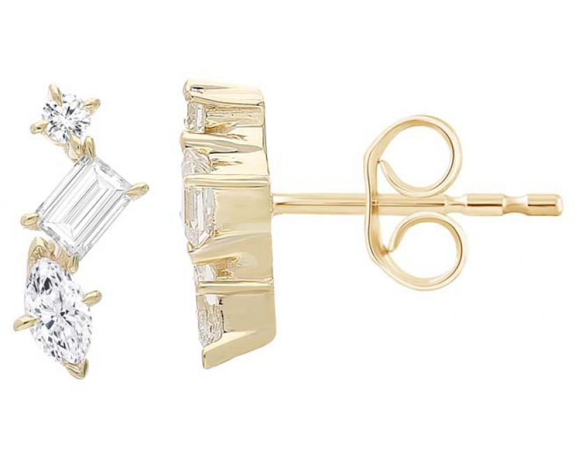 The Edie 9ct Gold Diamond Trio Stud Earrings - Molten Store