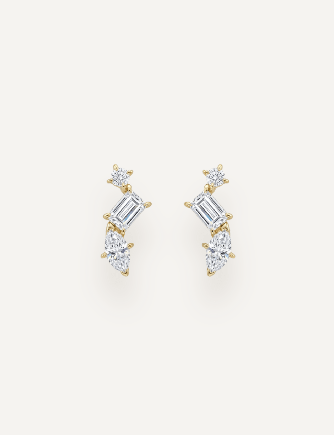 The Edie 9ct Gold Diamond Trio Stud Earrings - Molten Store