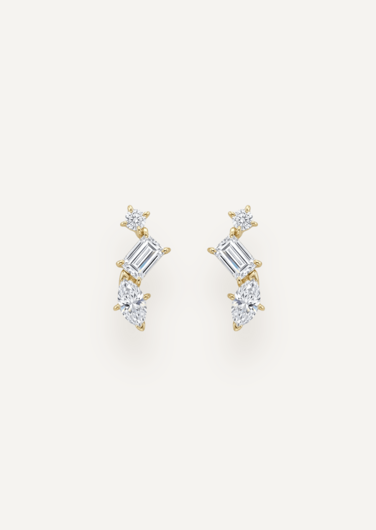 The Edie 9ct Gold Diamond Trio Stud Earrings - Molten Store