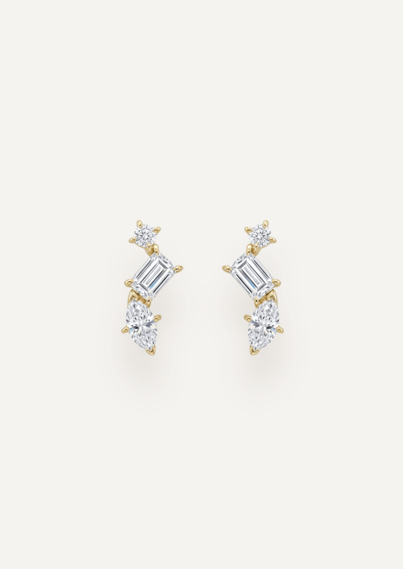 The Edie 9ct Gold Diamond Trio Stud Earrings - Molten Store