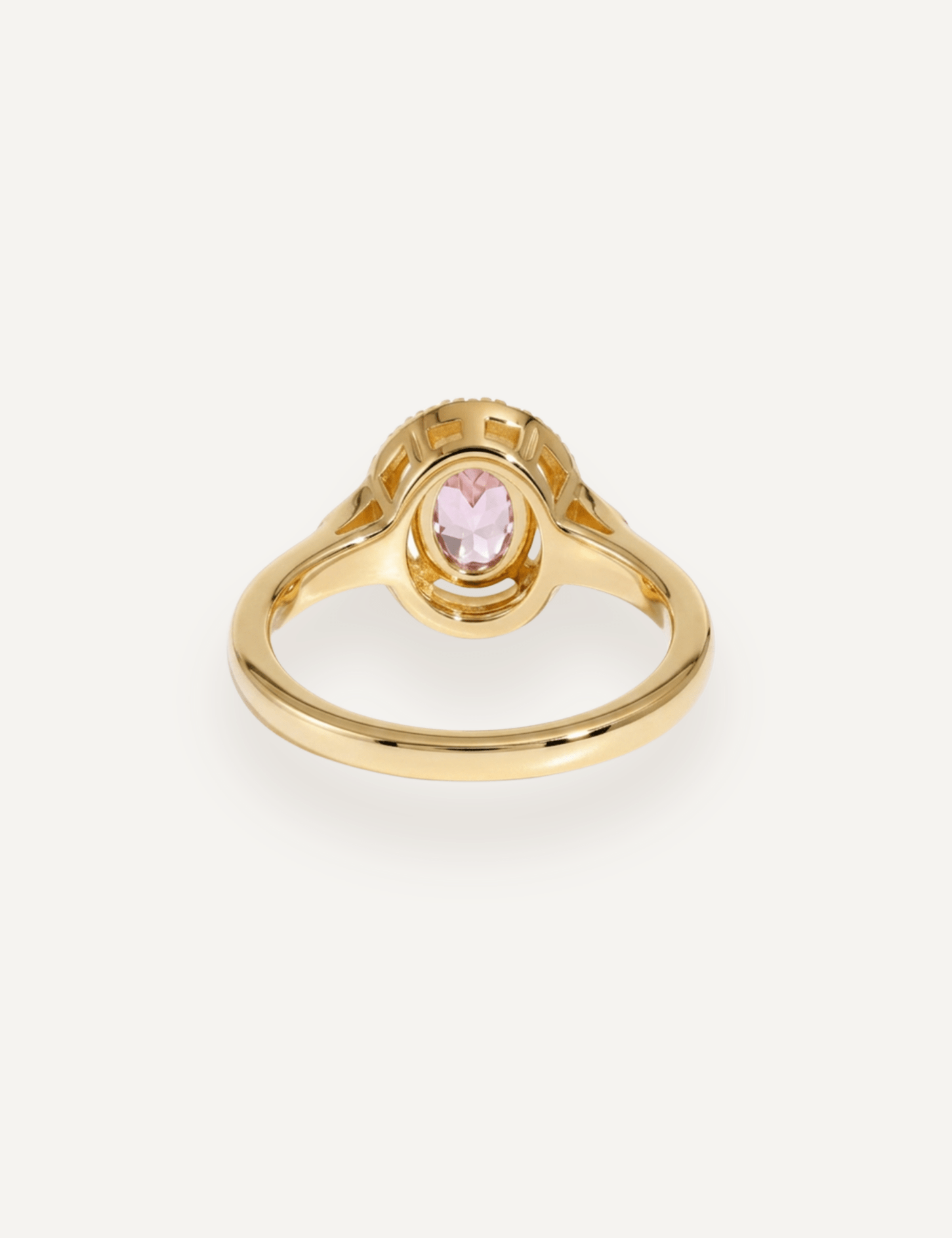 The Eliza Ring with 0.93ct Oval Cut Morganite & .19ct Diamond Halo (1.12ct TCW) - Molten Store