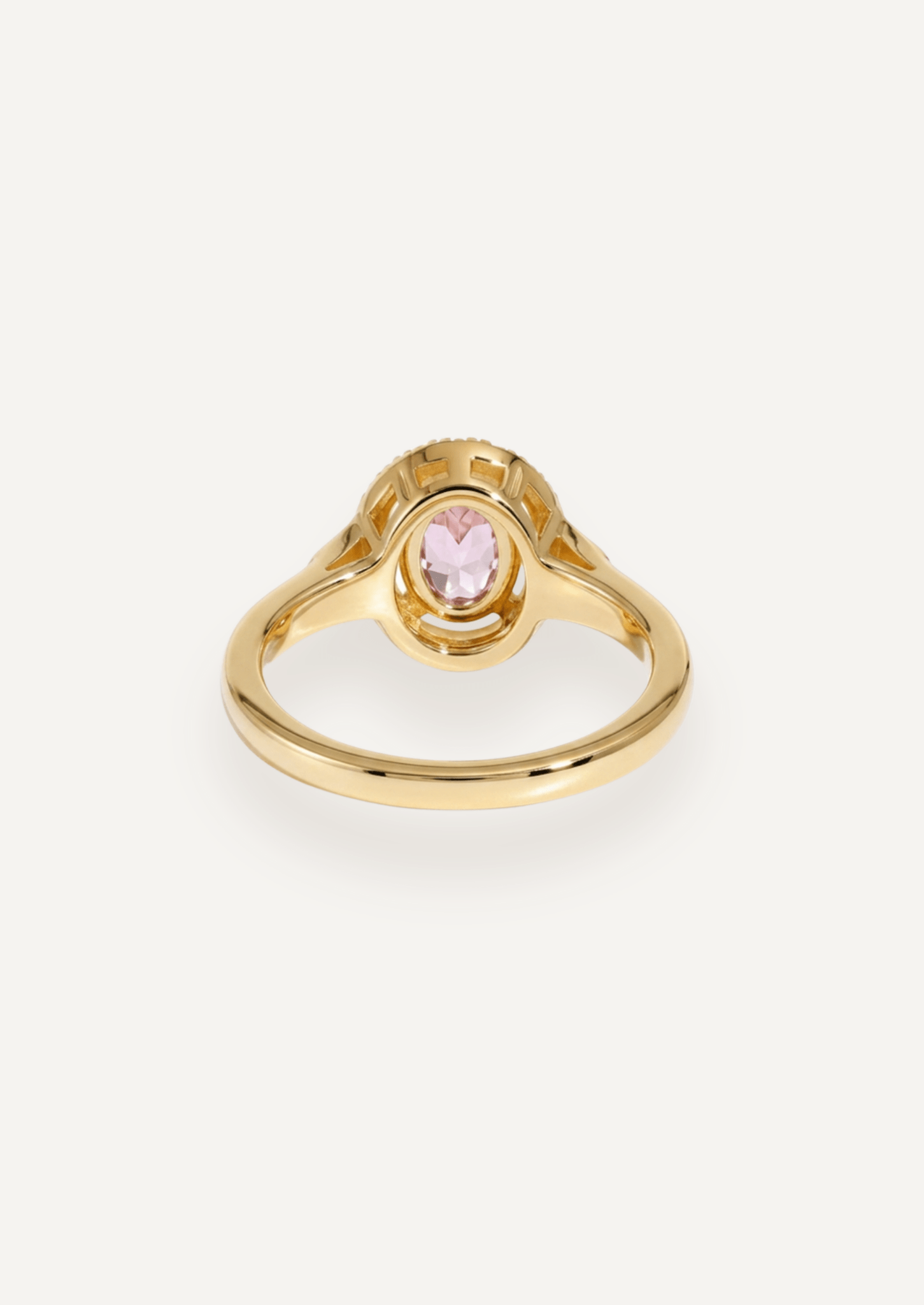 The Eliza Ring with 0.93ct Oval Cut Morganite & .19ct Diamond Halo (1.12ct TCW) - Molten Store