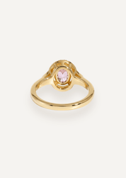 The Eliza Ring with 0.93ct Oval Cut Morganite & .19ct Diamond Halo (1.12ct TCW) - Molten Store