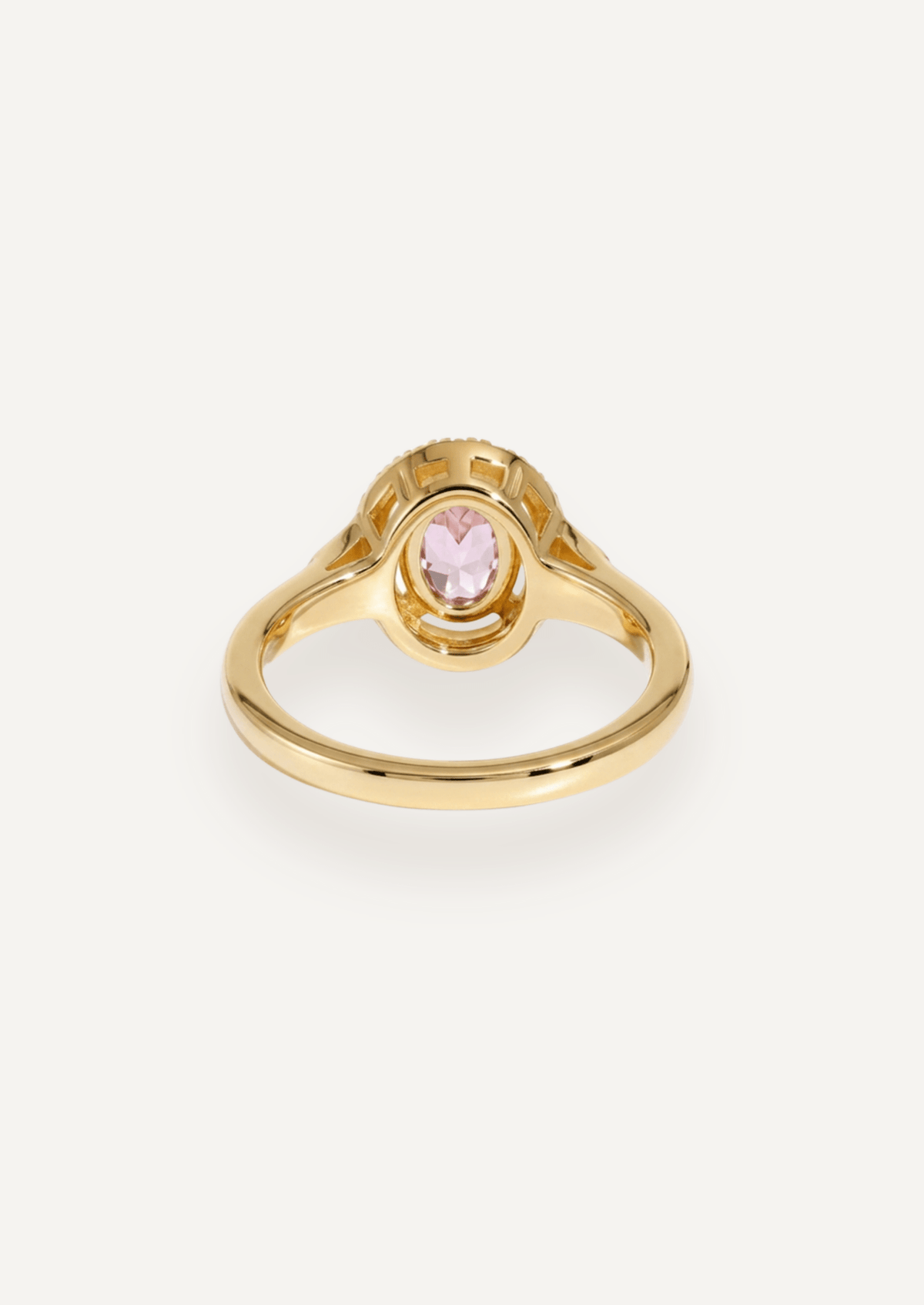 The Eliza Ring with 0.93ct Oval Cut Morganite & .19ct Diamond Halo (1.12ct TCW) - Molten Store