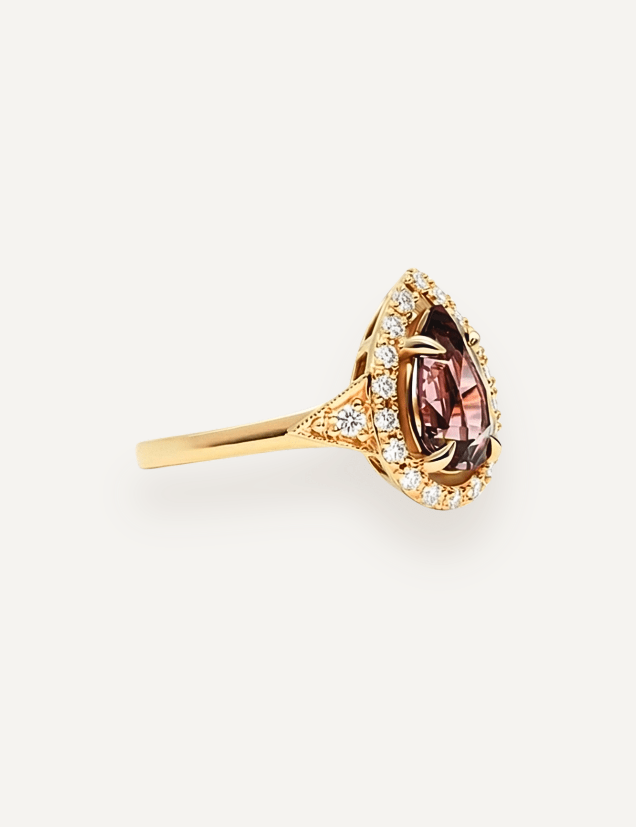 The Eliza Ring with 2ct Pear Cut Plum Spinel (2.23ct TCW) - Molten Store