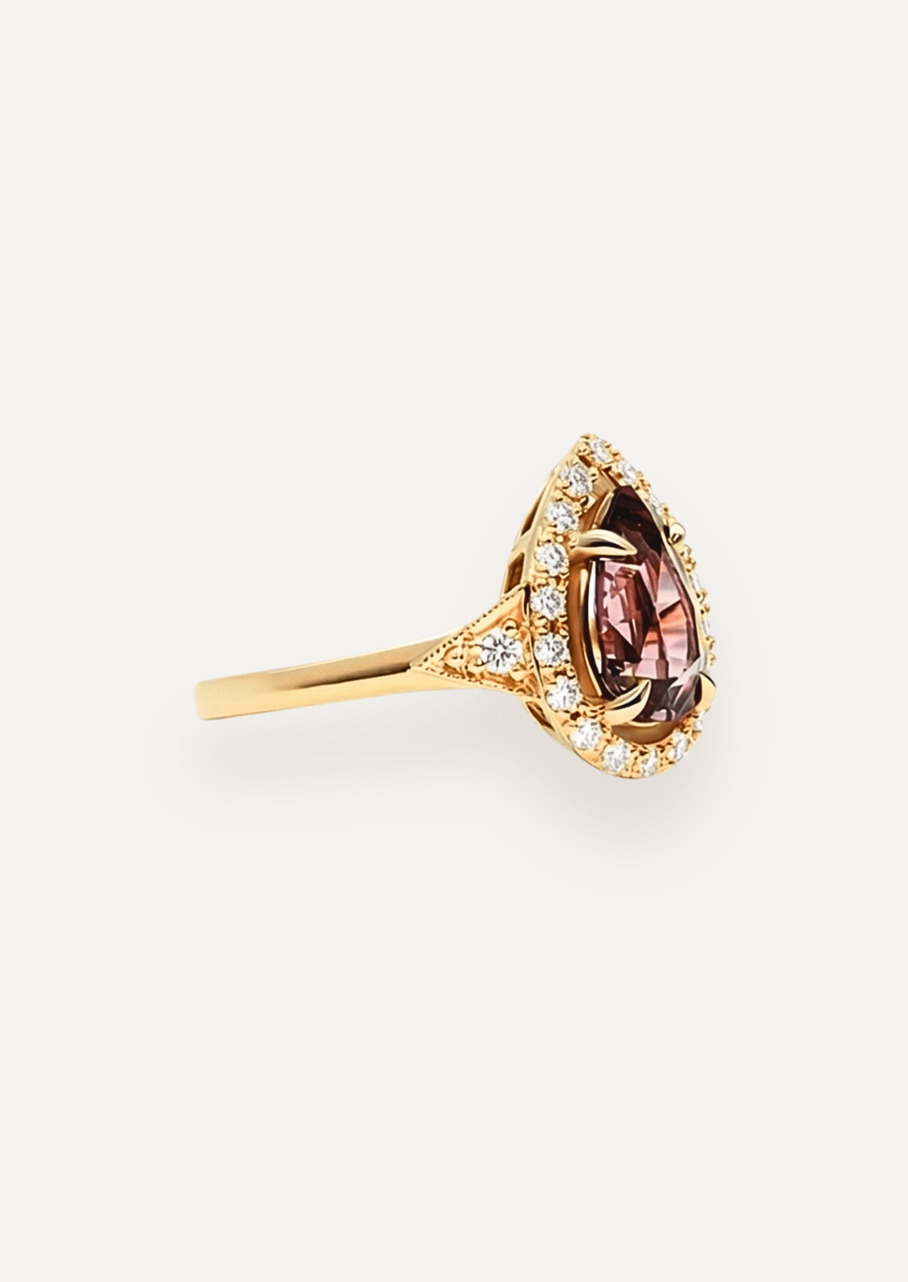The Eliza Ring with 2ct Pear Cut Plum Spinel (2.23ct TCW) - Molten Store