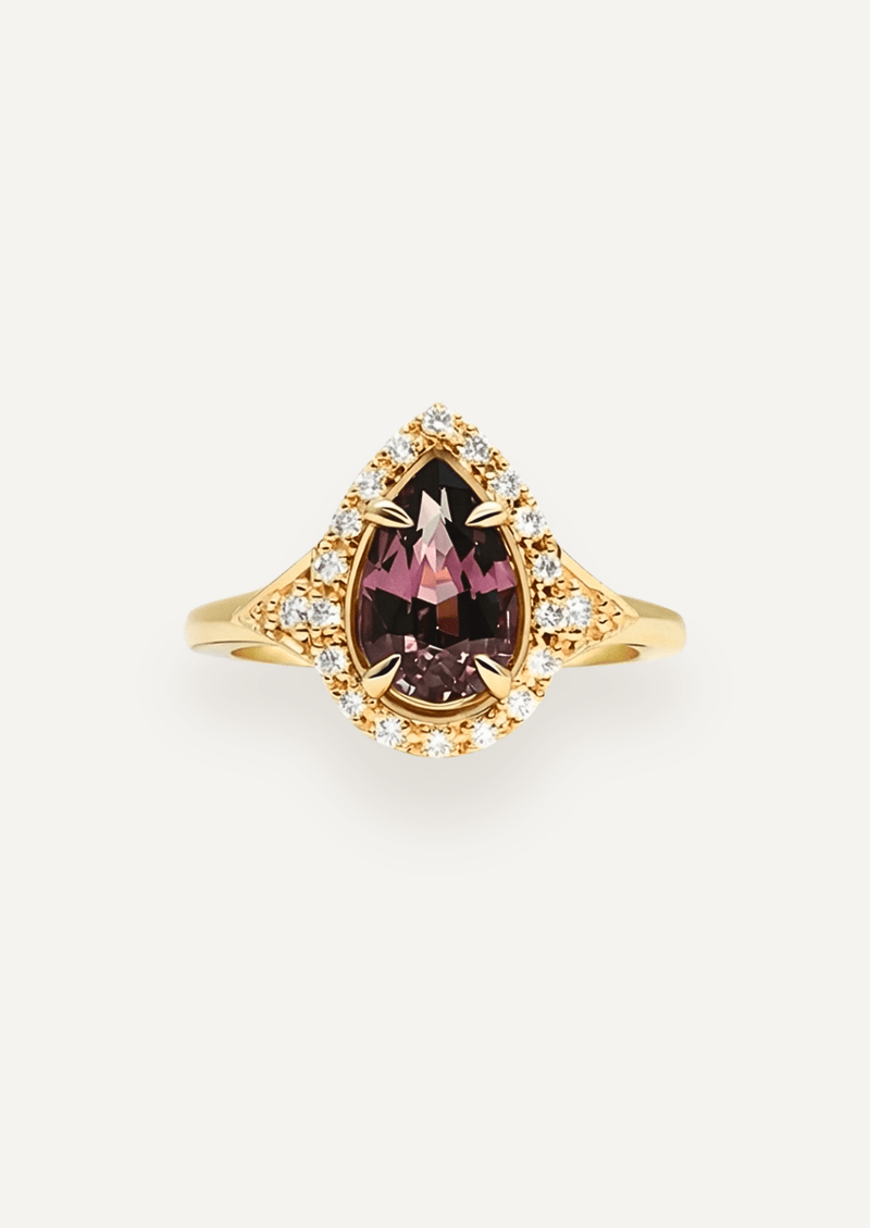 The Eliza Ring with 2ct Pear Cut Plum Spinel (2.23ct TCW)