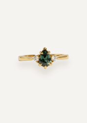 The Esme Ring with 1.05ct Pear Cut Green Sapphire & .12ct Round Diamonds | 1.17ct TCW - Molten Store