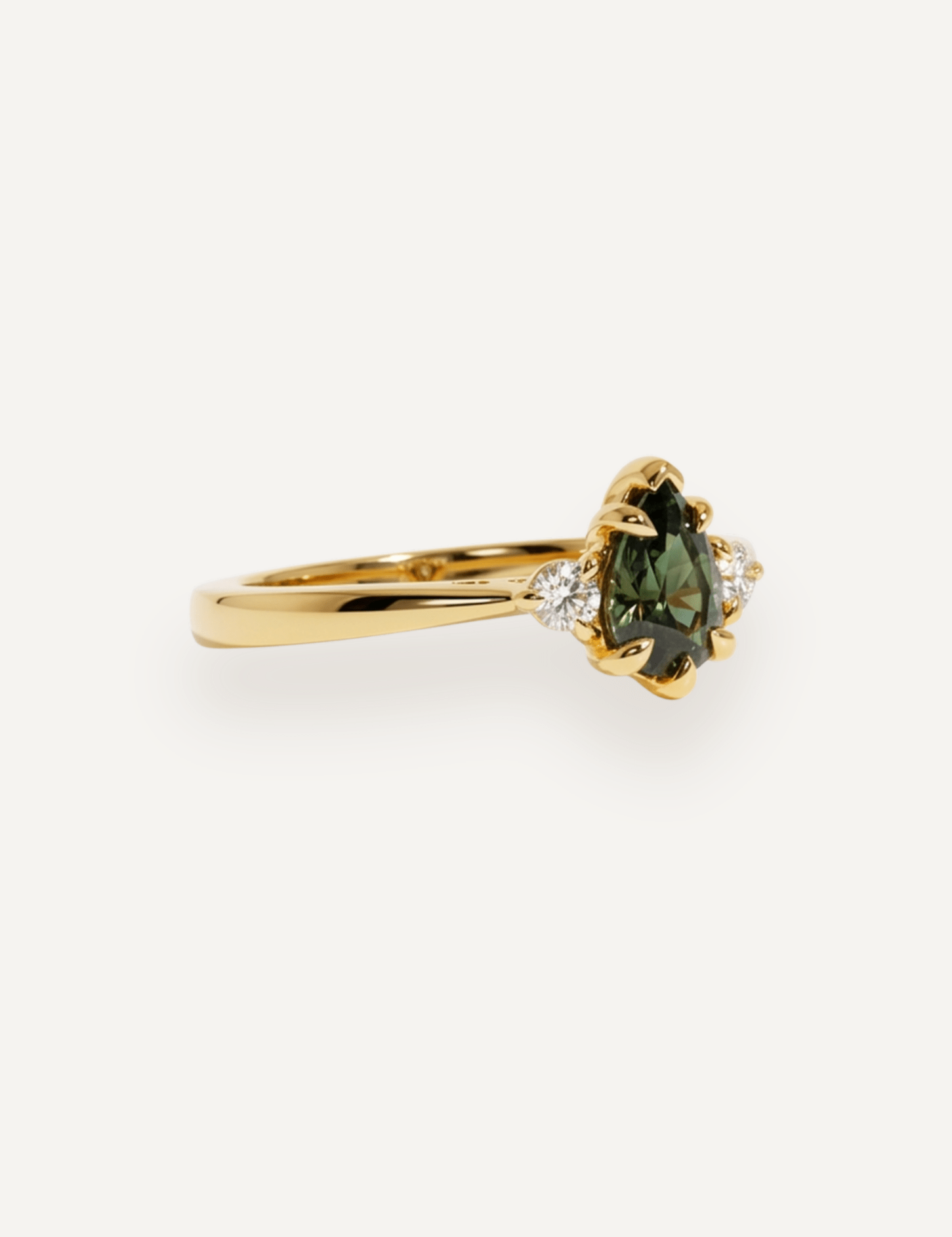 The Esme Ring with 1.05ct Pear Cut Green Sapphire & .12ct Round Diamonds | 1.17ct TCW - Molten Store