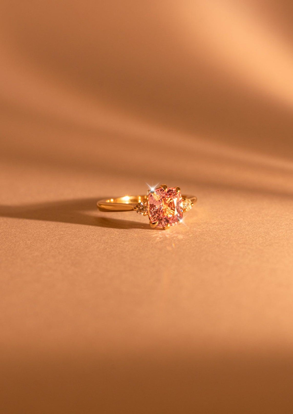 The Esme Ring with Cushion Cut Morganite design detail
