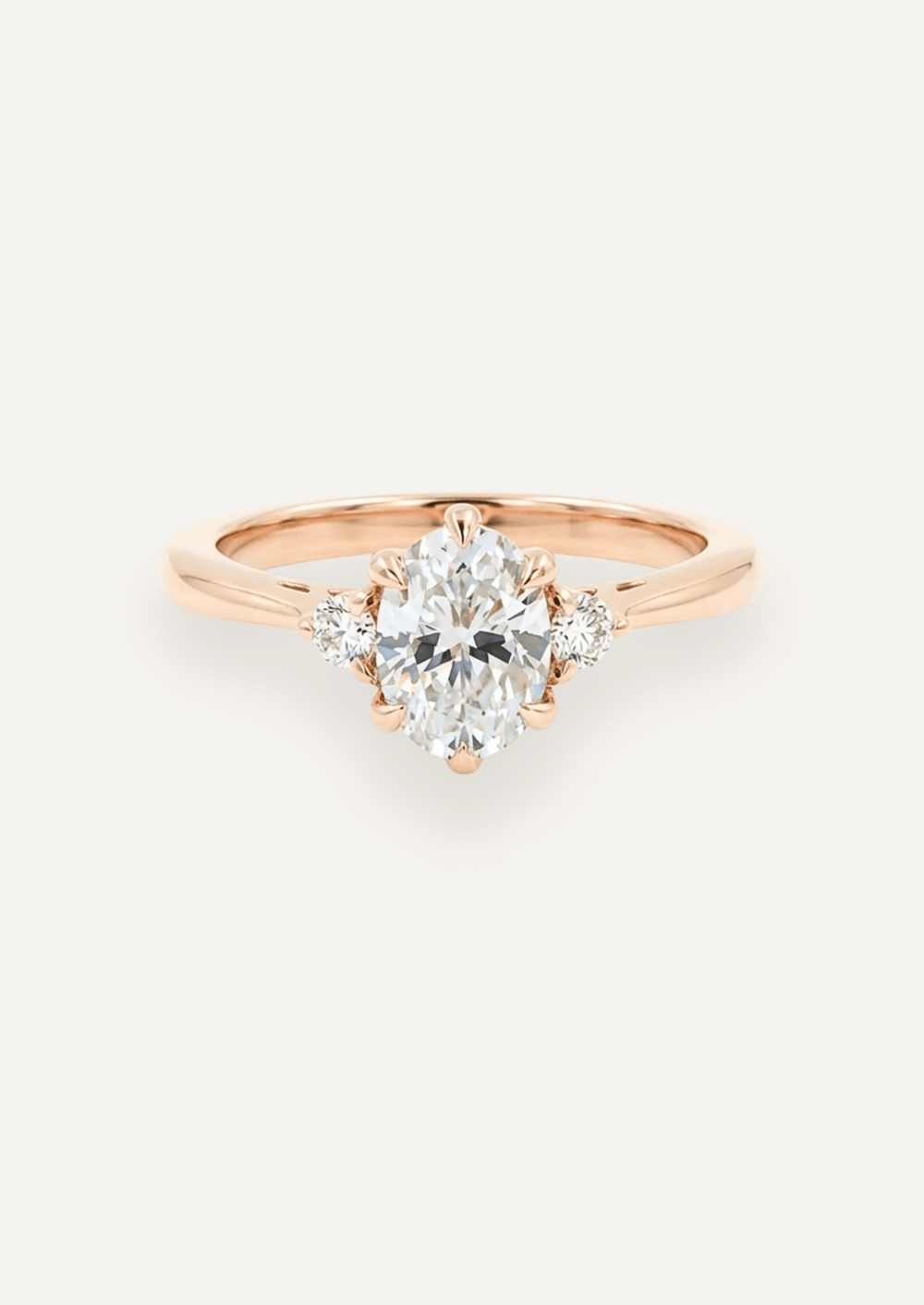 The Esme Three-Stone Ring in Rose gold