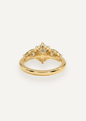 The Esme Three Stone Ring with 1.01ct Oval Cut Diamond & .79ct Pear Cut Green Sapphires (1.8ct TCW) - Molten Store