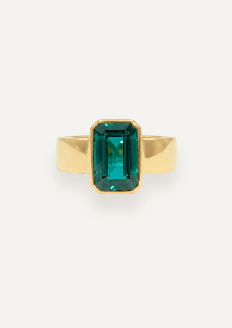 The Esther Ring with Emerald Cut Green Tourmaline