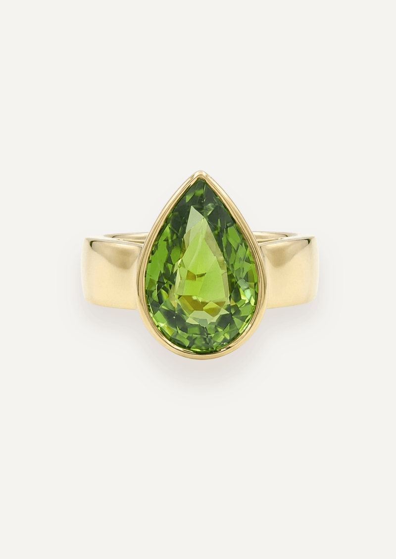 The Esther Ring with 6.08ct Pear Cut Green Tourmaline