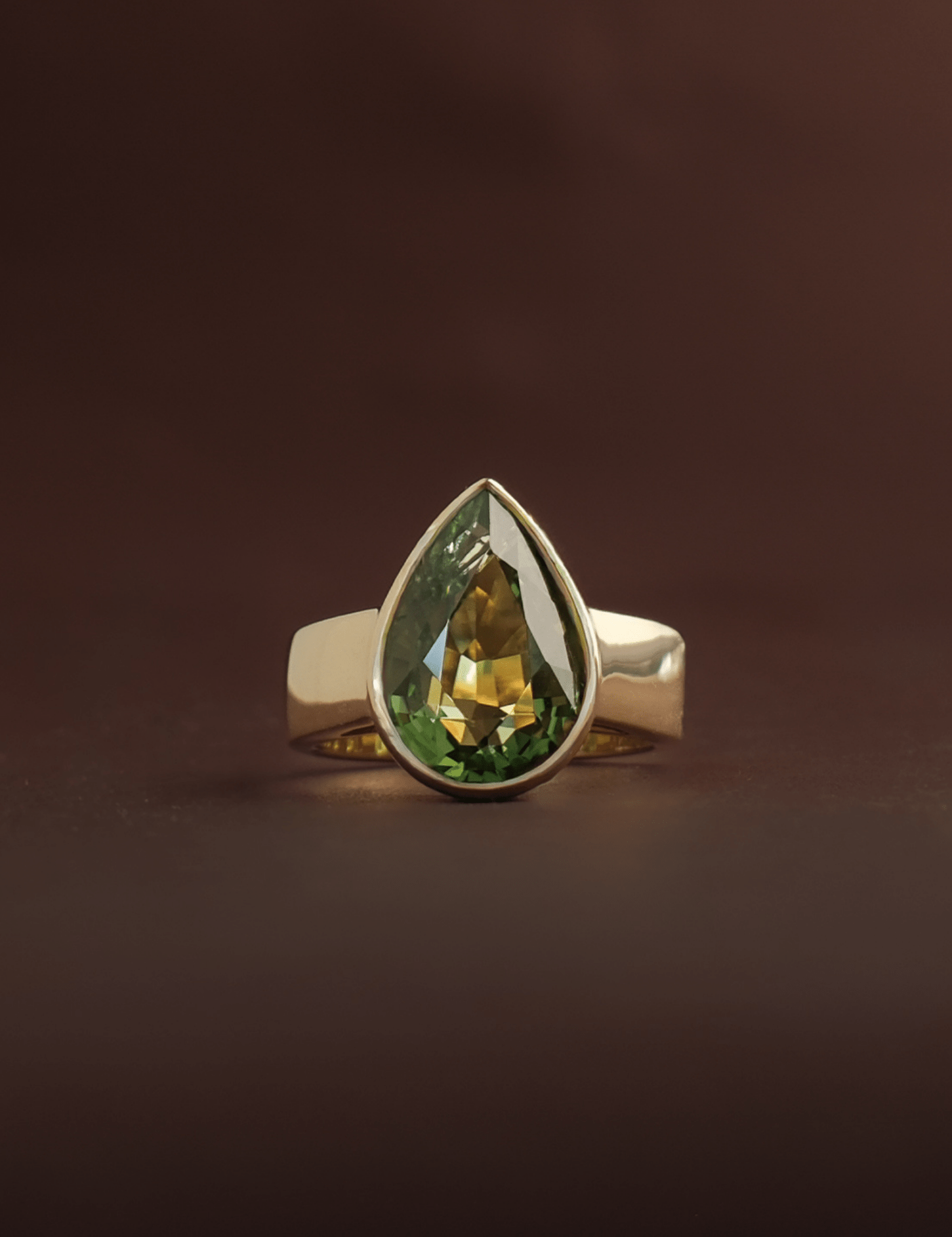 The Esther Ring with 6.08ct Pear Cut Green Tourmaline - Molten Store