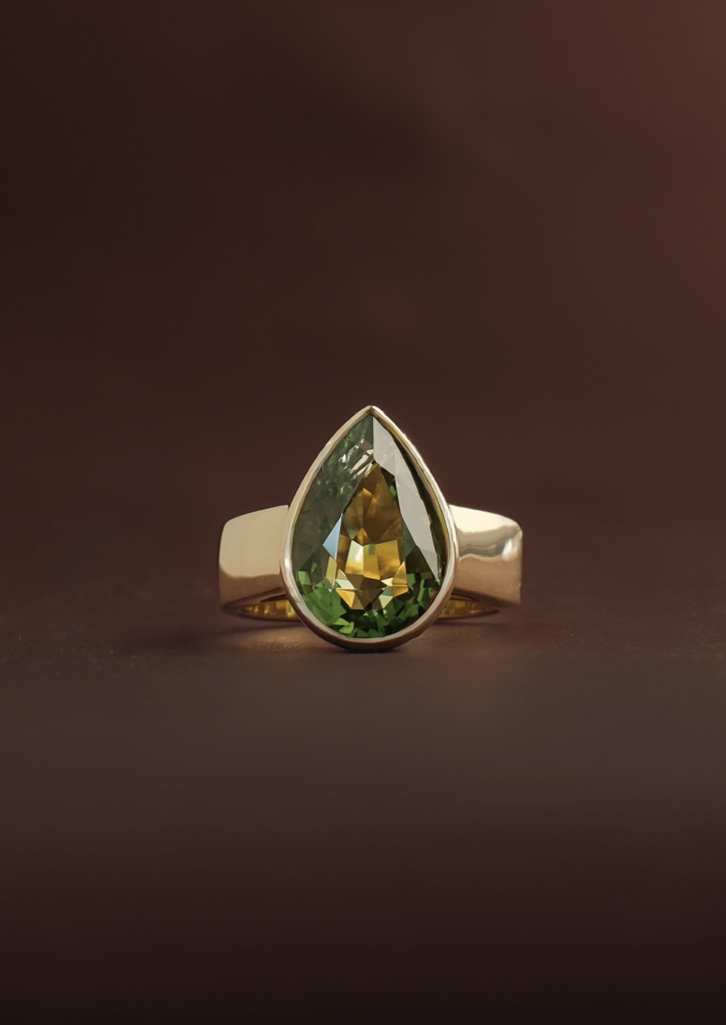 The Esther Ring with 6.08ct Pear Cut Green Tourmaline - Molten Store