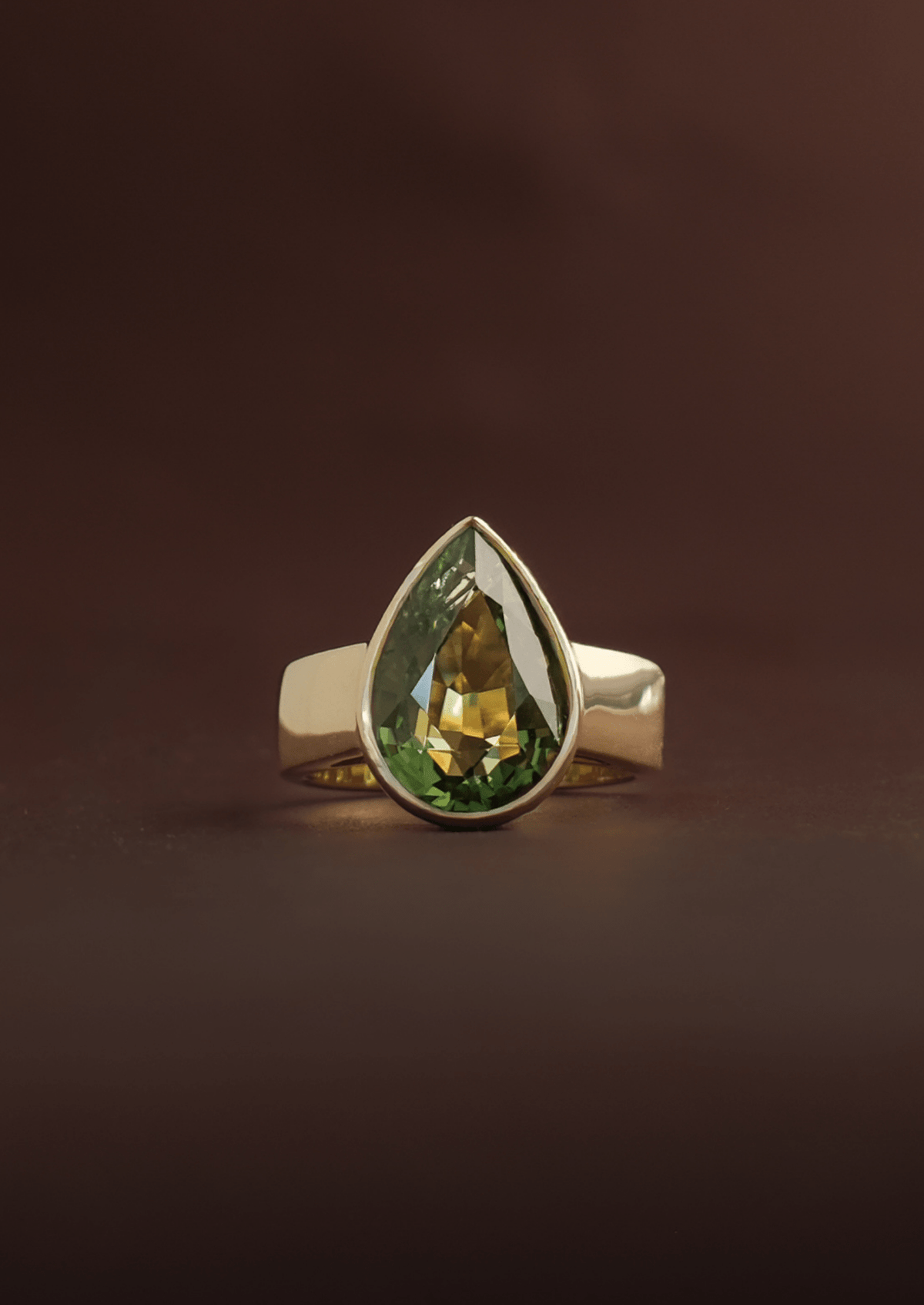 The Esther Ring with 6.08ct Pear Cut Green Tourmaline - Molten Store