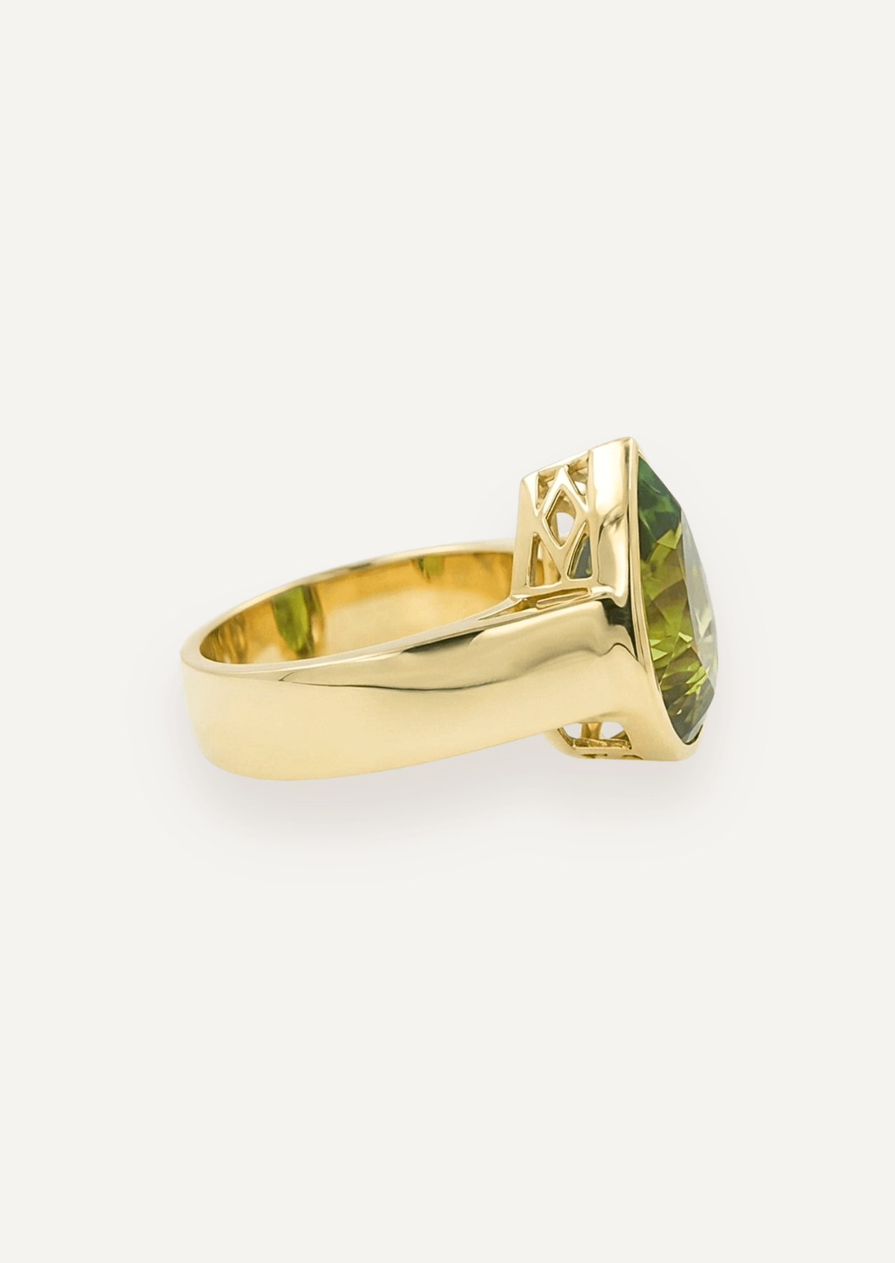 The Esther Ring with 6.08ct Pear Cut Green Tourmaline - Molten Store