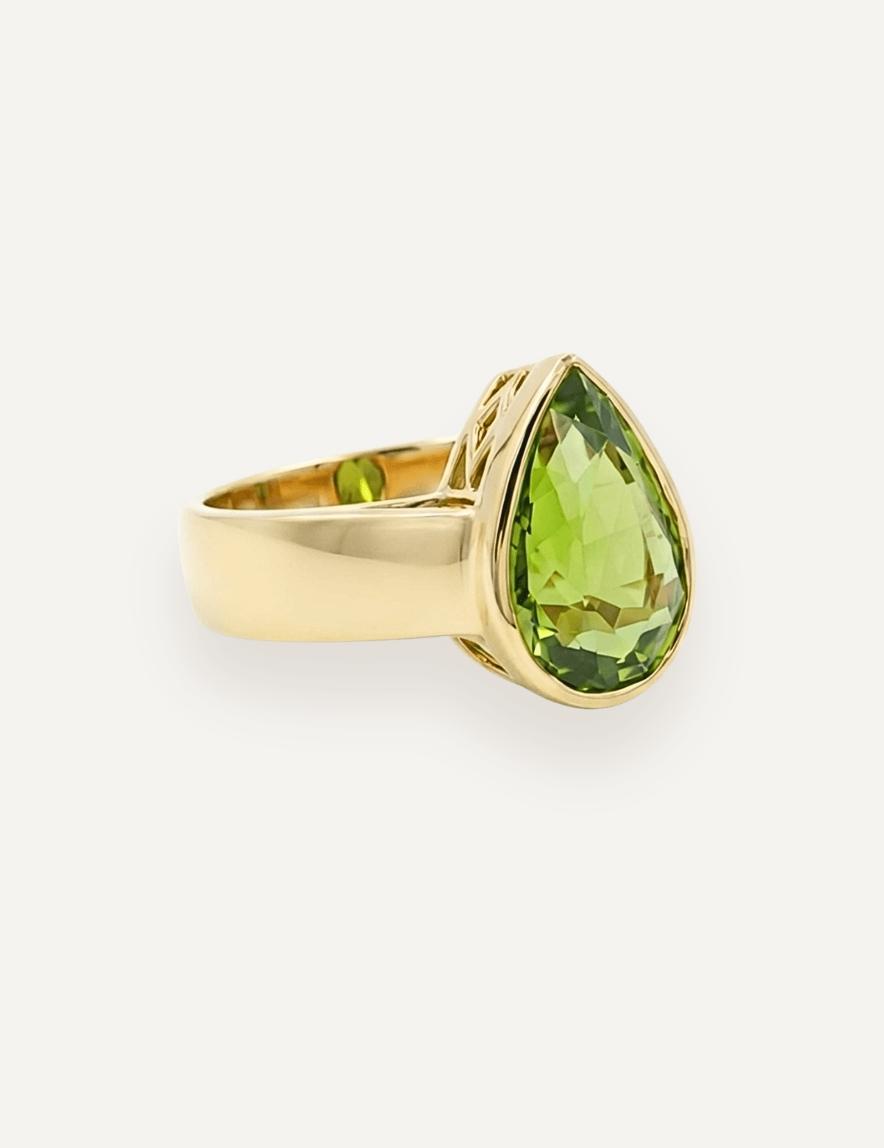 The Esther Ring with 6.08ct Pear Cut Green Tourmaline - Molten Store
