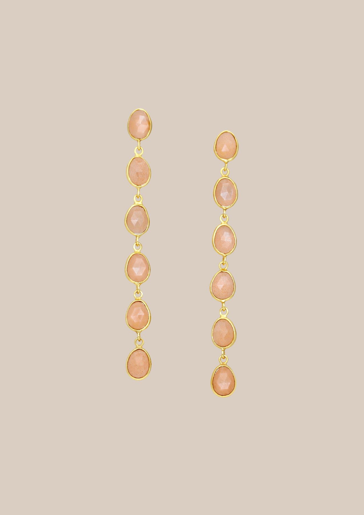 The Ether Gold Vermeil Peach Moonstone Earrings - Molten Store