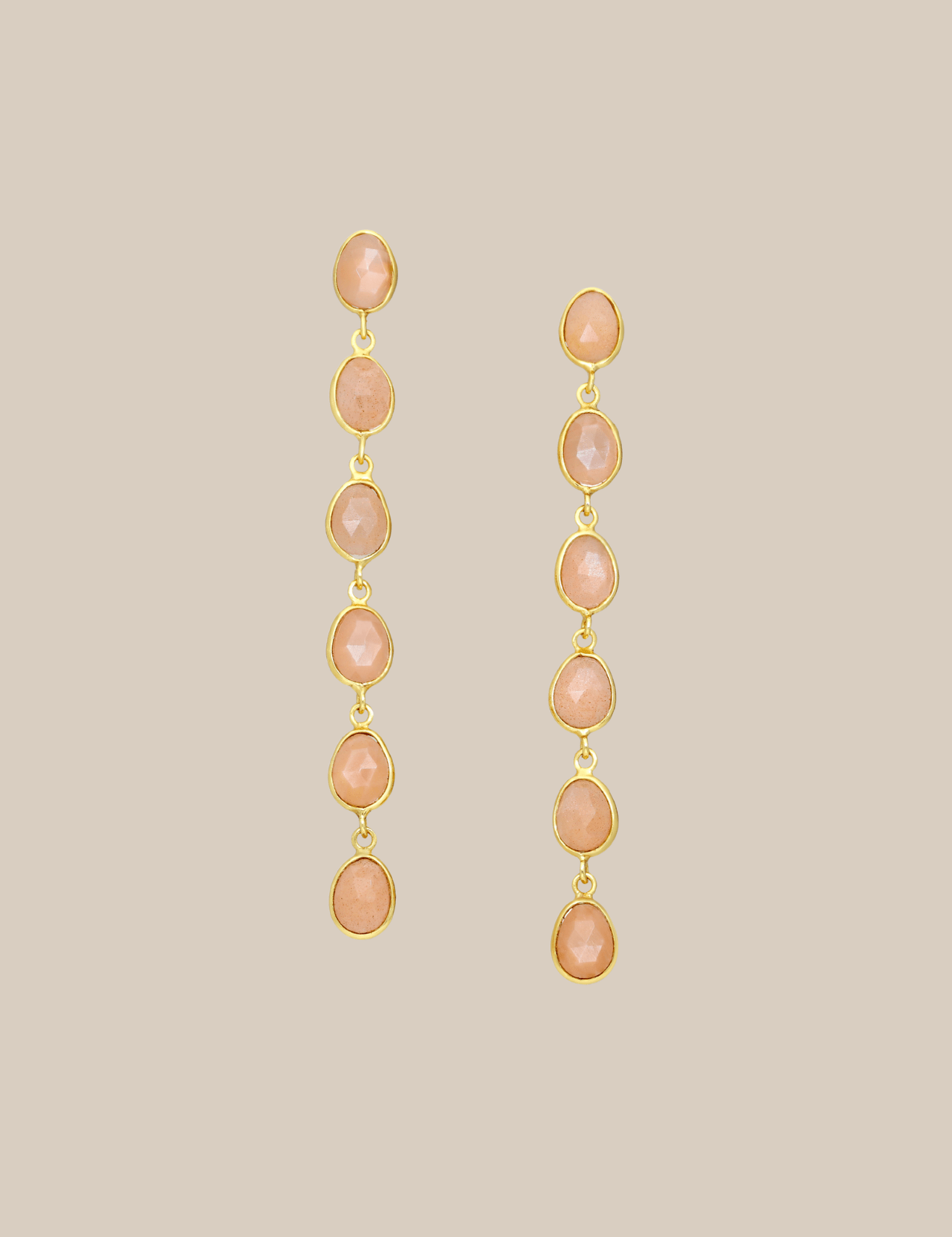 The Ether Gold Vermeil Peach Moonstone Earrings - Molten Store