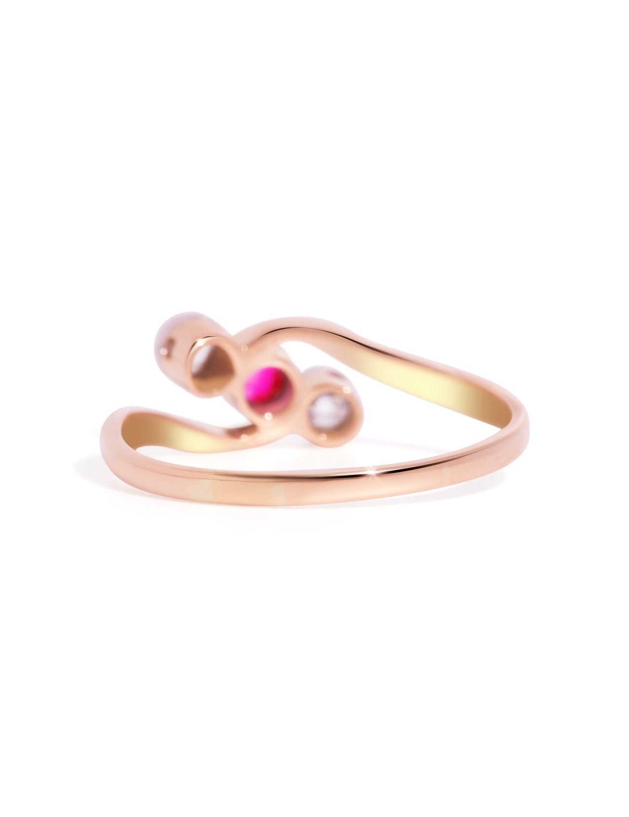 The Euphemia 18ct Rose Gold Ring with 0.17ct Round Cut Ruby | TCW 0.41ct - Molten Store