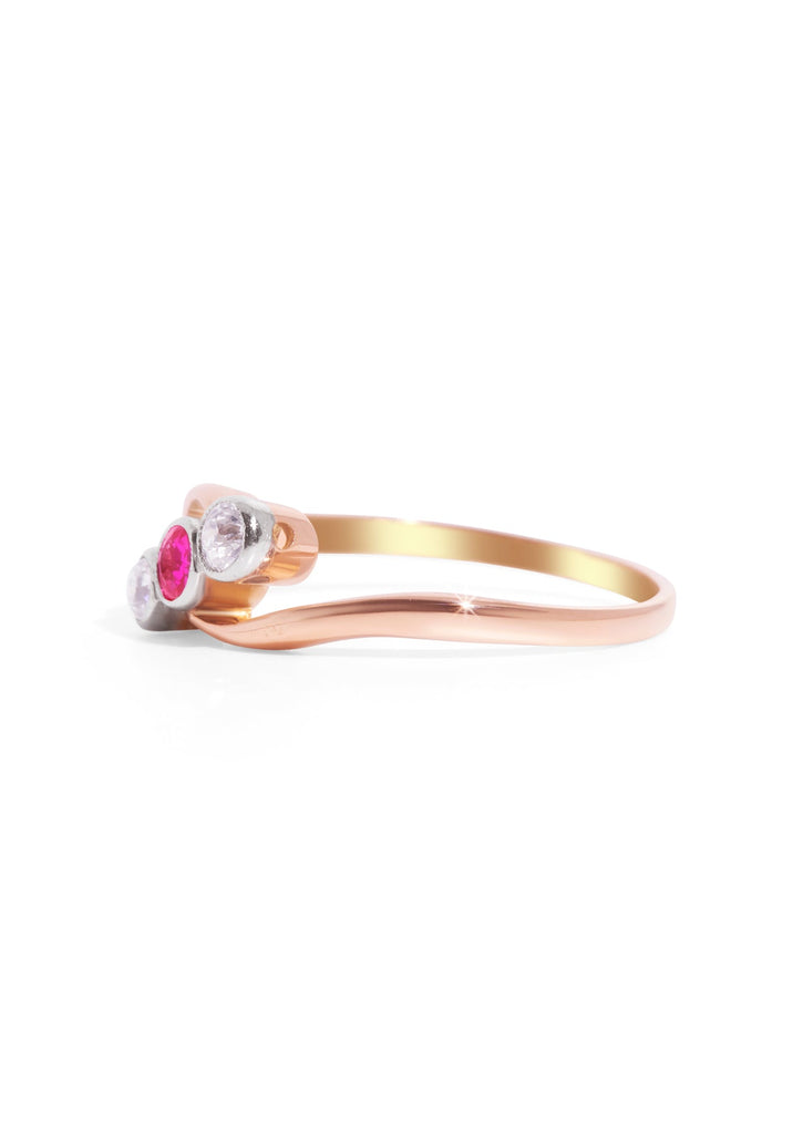 The Euphemia 18ct Rose Gold Ring with 0.17ct Round Cut Ruby | TCW 0.41ct - Molten Store