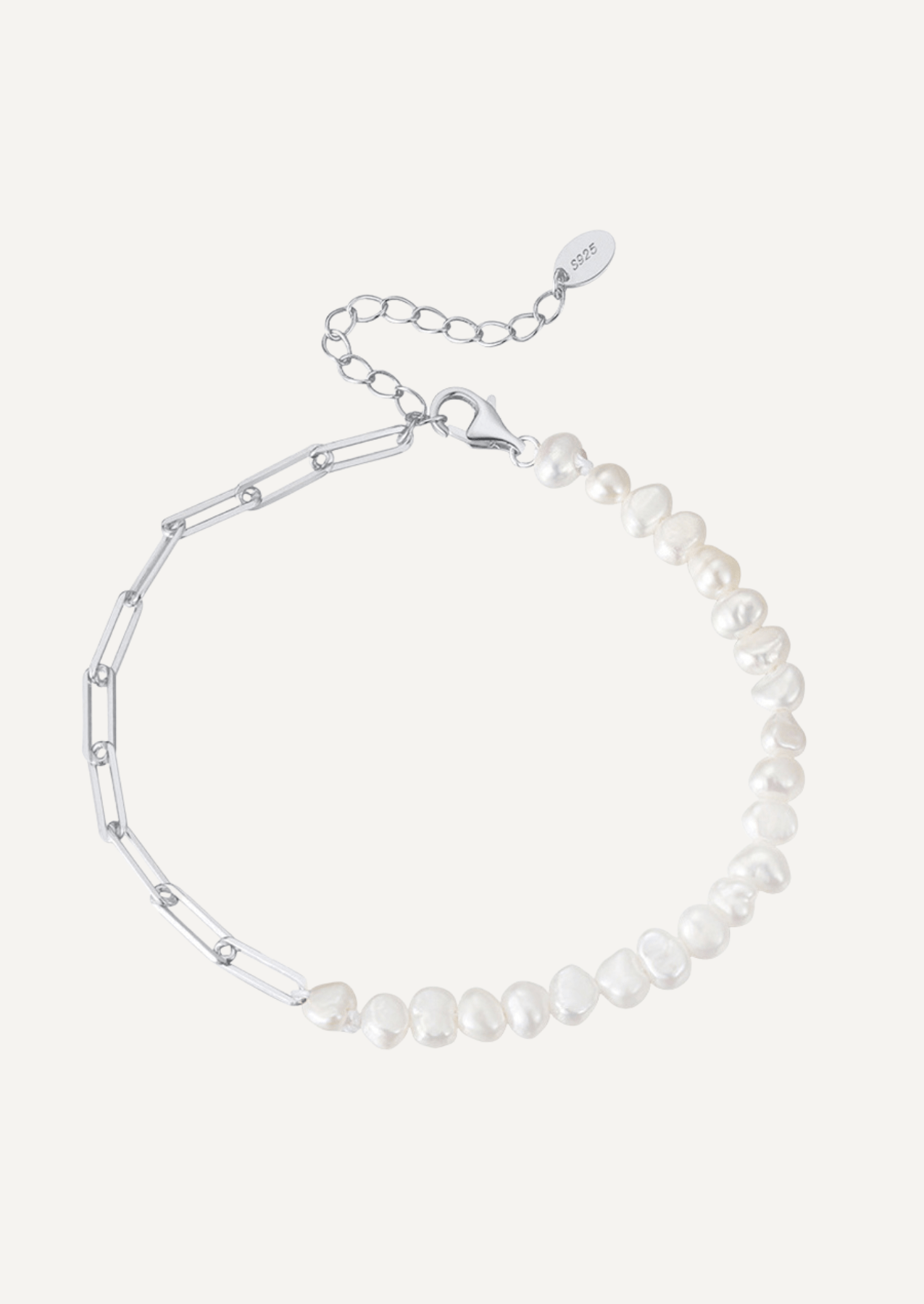 The Filo Sterling Silver Bracelet with Freshwater Pearl - Molten Store
