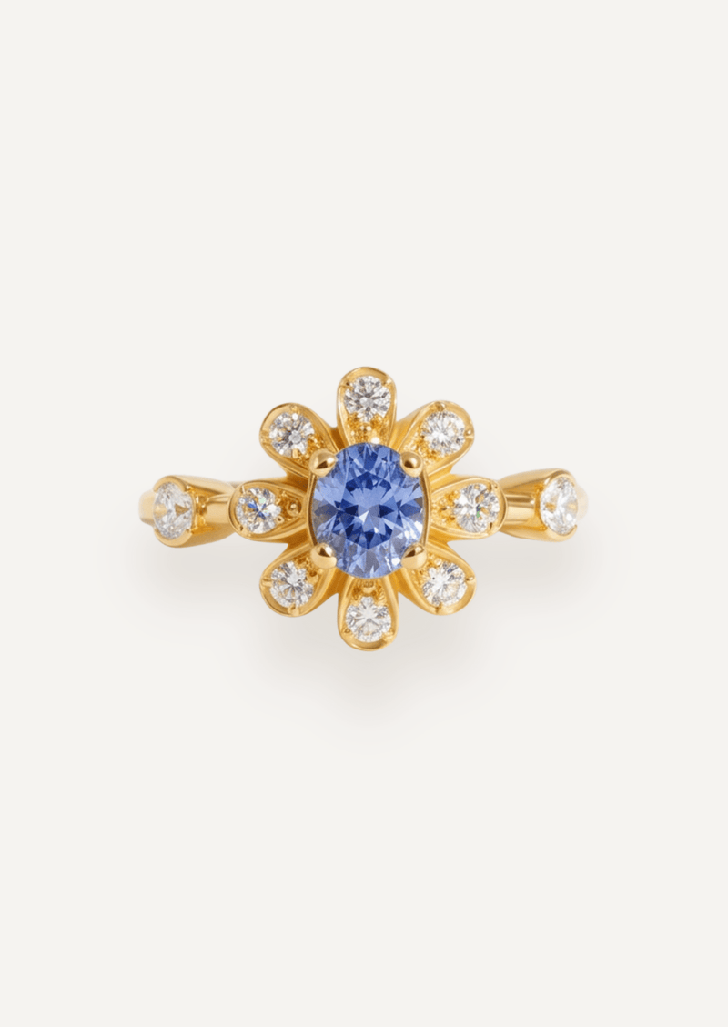 The Flora Ring with Oval Ceylon Sapphire