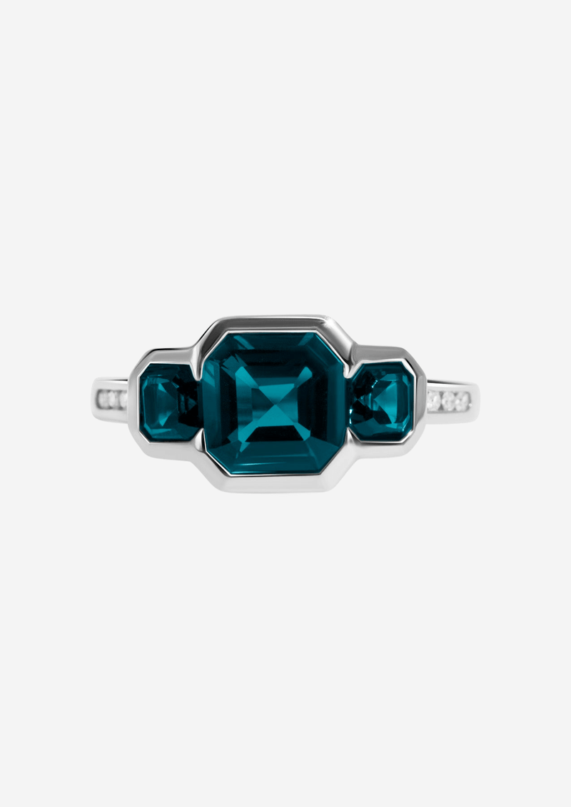 The Gallery 9ct White Gold Ring with 2.06ct Asscher Cut London Blue Topaz