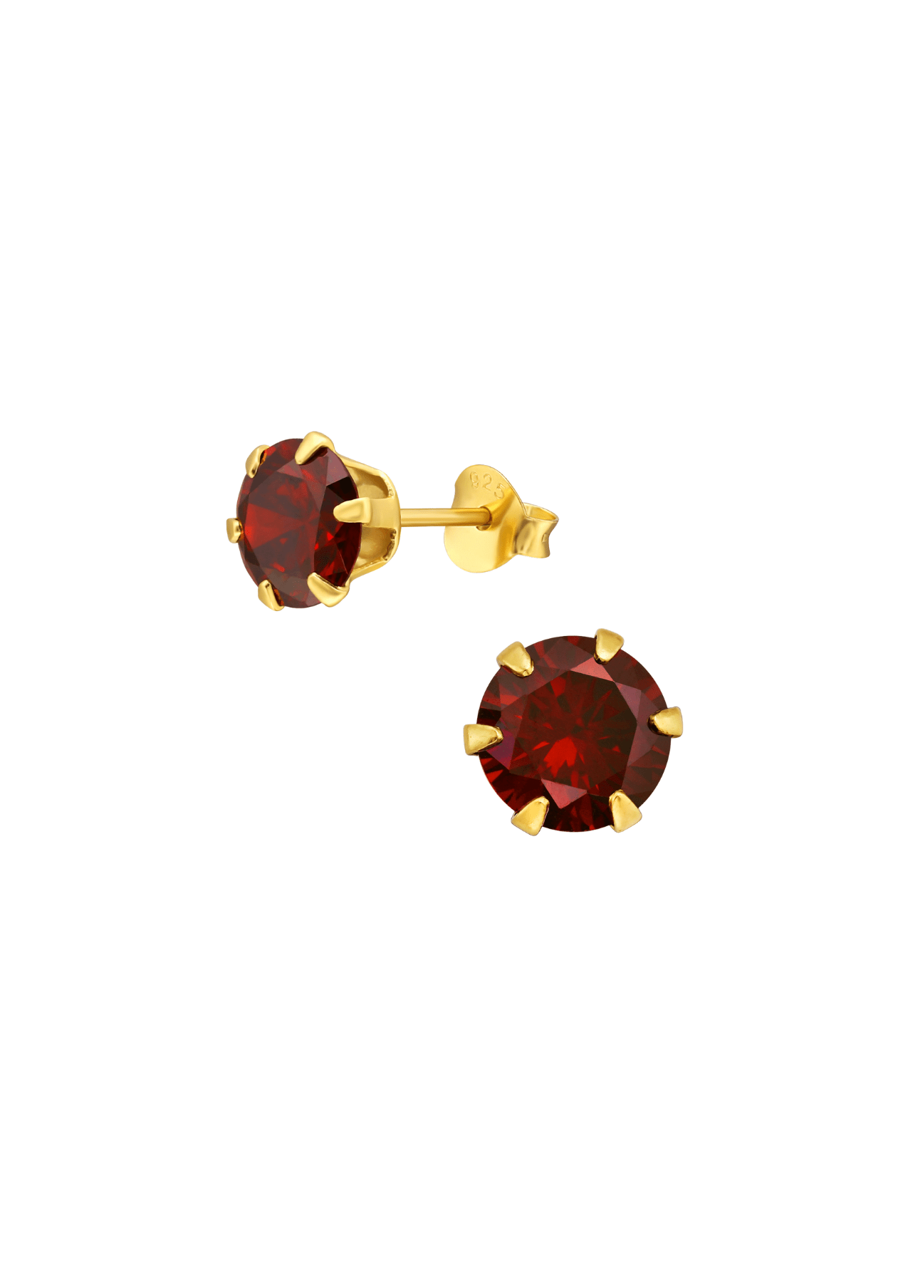 The Grande Vivid Garnet 14ct Gold Vermeil Stud Earrings - Molten Store