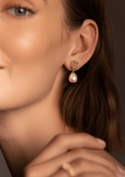 The Grazia Pearl & Rhodolite 18ct Gold Vermeil Drop Earrings - Molten Store