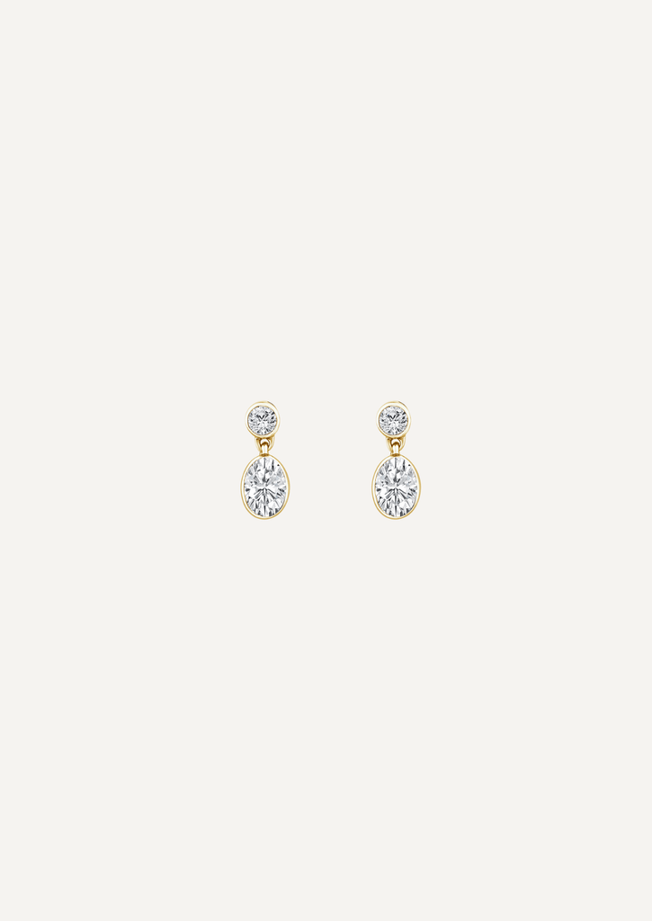 The Greer 9ct Gold Oval Diamond Drop Earrings - Molten Store