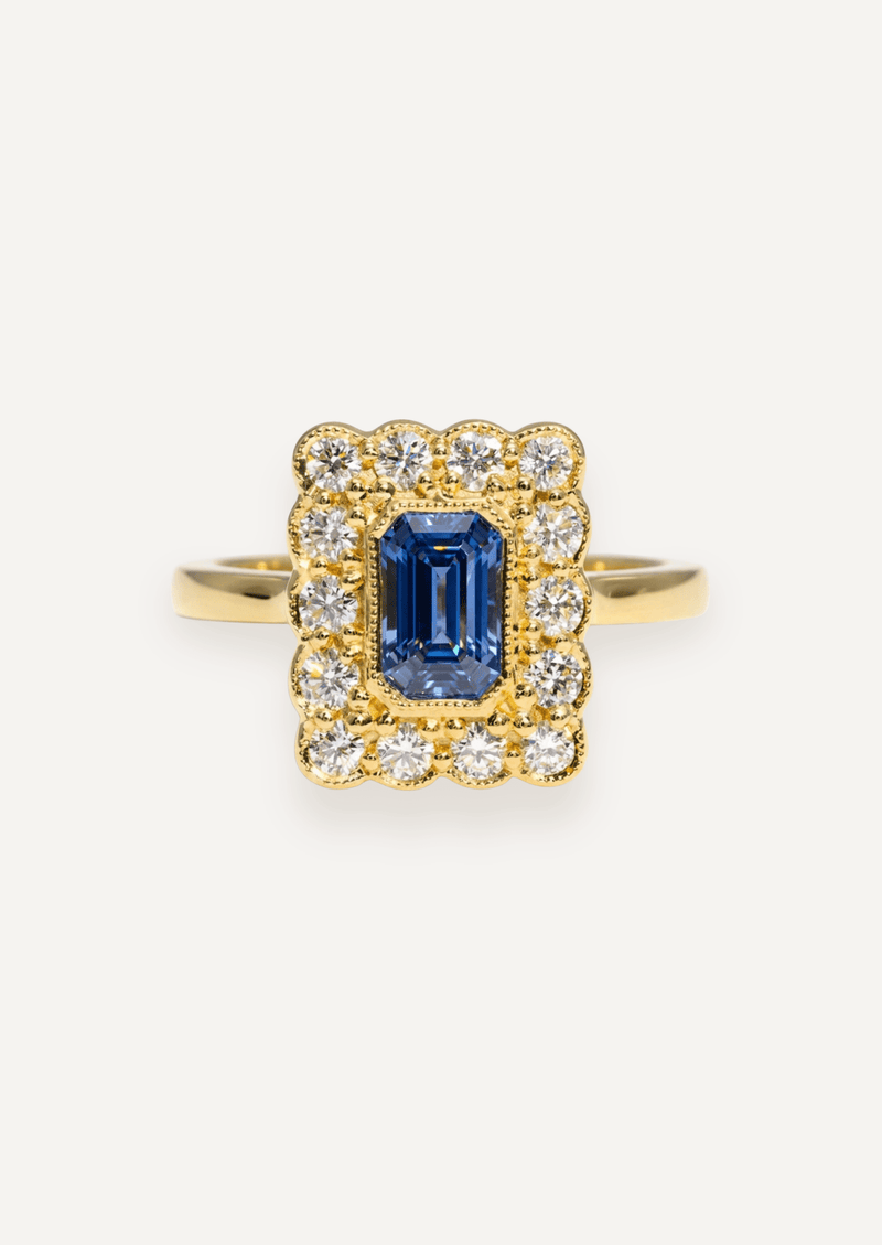 The Hazel Ring with Emerald Cut Ceylon Sapphire