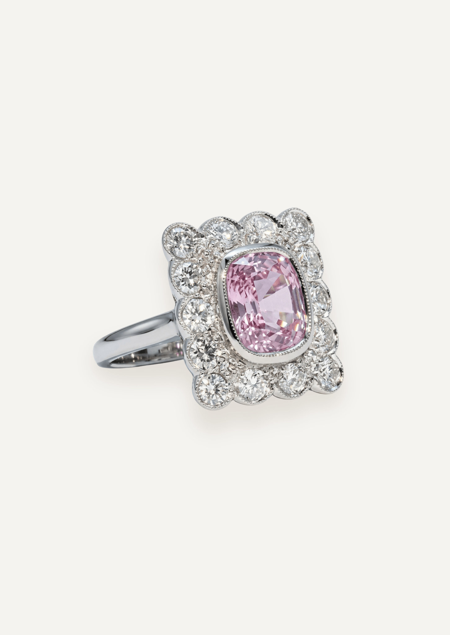 The Hazel Ring with 4.01ct Cushion Plum Spinel - Molten Store