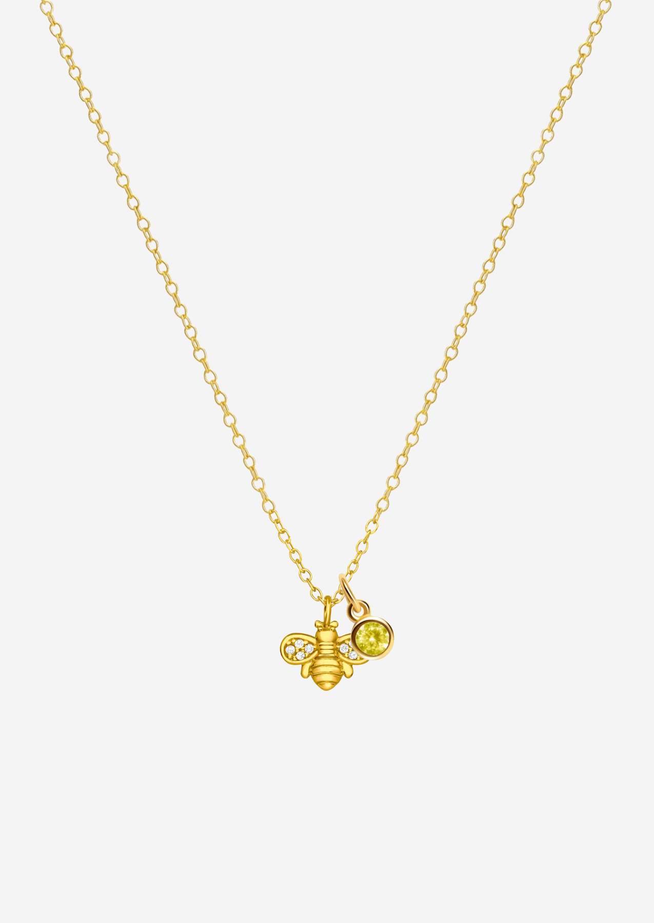 The Honey Bee 14ct Gold Vermeil Pendant Necklace with Birthstone Charm - Molten Store