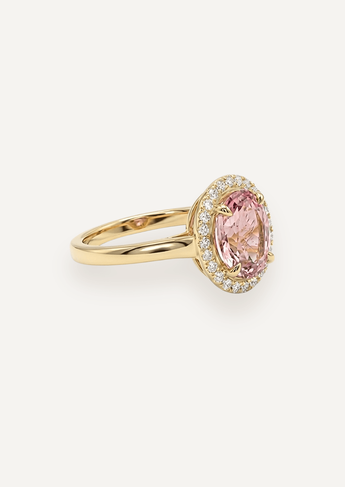 The Iris Ring with Oval Morganite design detail