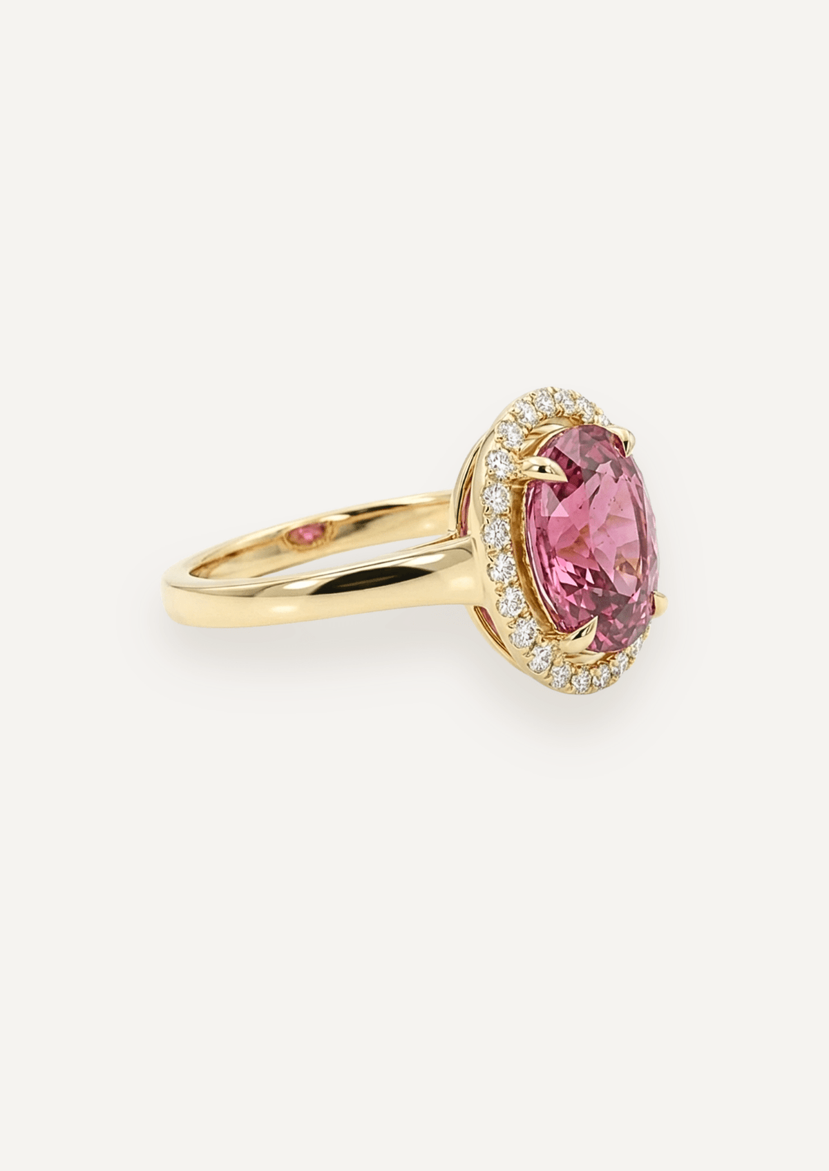 The Iris Ring with 4.4ct Oval Cut Pink Spinel - Molten Store