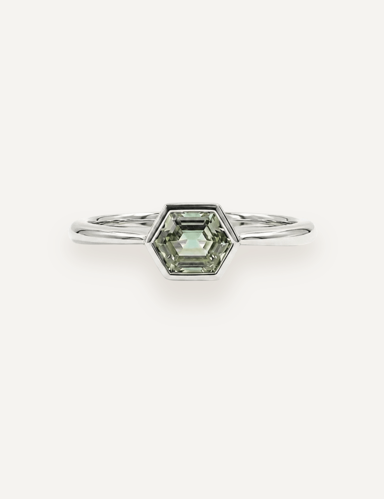 The Isabel Ring with Hexagon Cut Green Sapphire - Molten Store