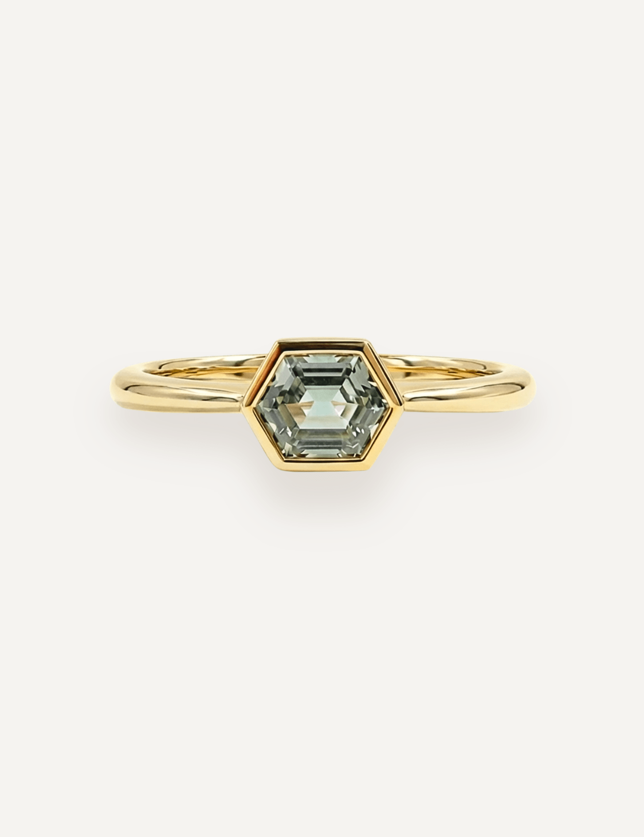 The Isabel Ring with Hexagon Cut Green Sapphire - Molten Store