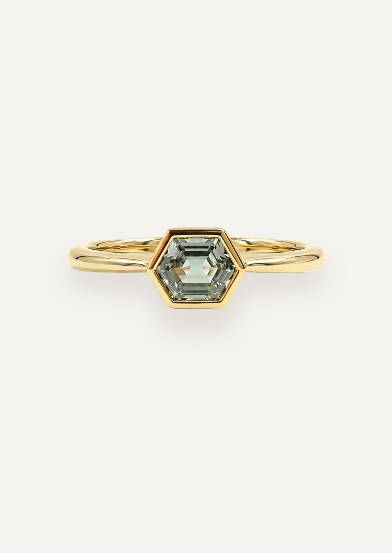 The Isabel Ring with Hexagon Cut Green Sapphire - Molten Store