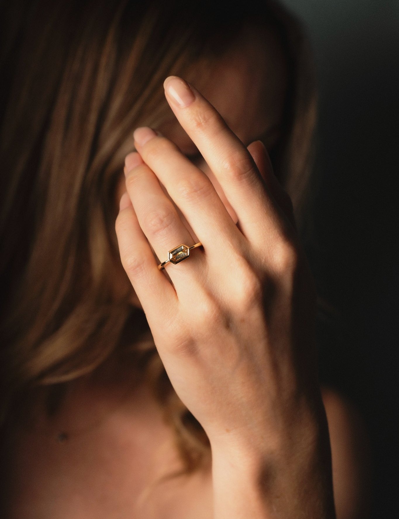 The Isabel Ring with Hexagon Cut Green Sapphire - Molten Store