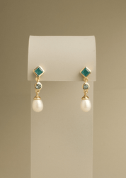 The Isola Earrings with Green quartz, Blue Topaz and Freshwater Pearl - Molten Store