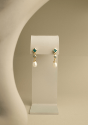 The Isola Earrings with Green quartz, Blue Topaz and Freshwater Pearl - Molten Store