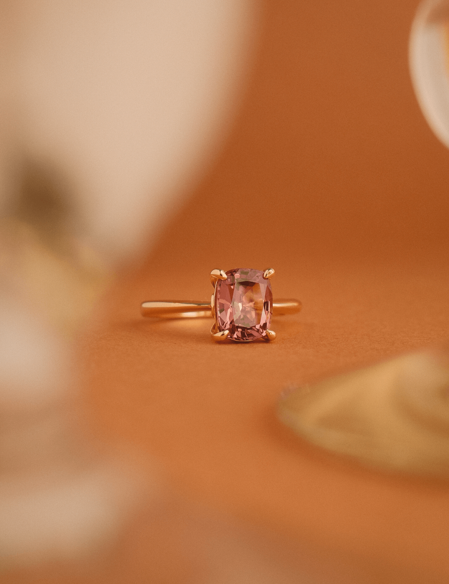 The June 2.39ct Cushion Cut Cherry Spinel Ring - Molten Store