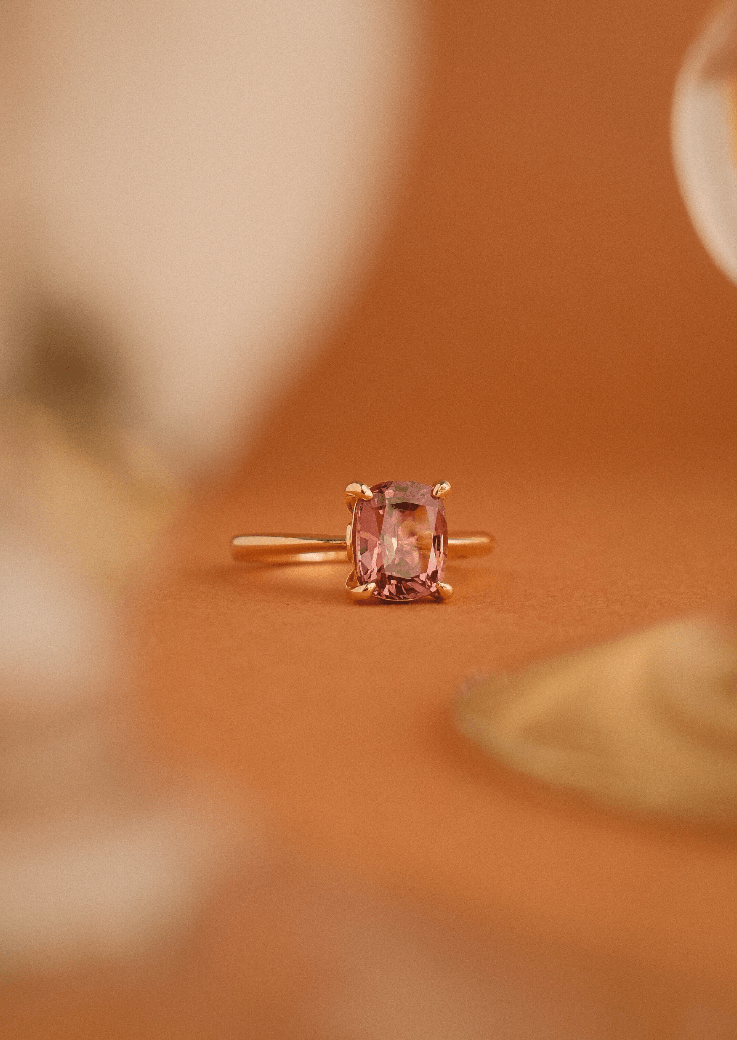 The June 2.39ct Cushion Cut Cherry Spinel Ring - Molten Store