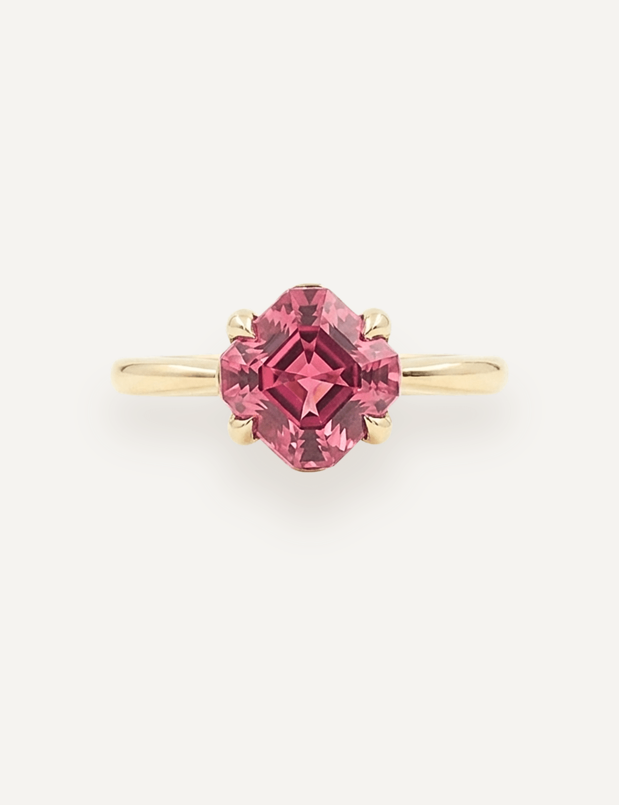 The June 9ct Yellow Gold Ring with 2.34ct Asscher Cut Cherry Tourmaline - Molten Store