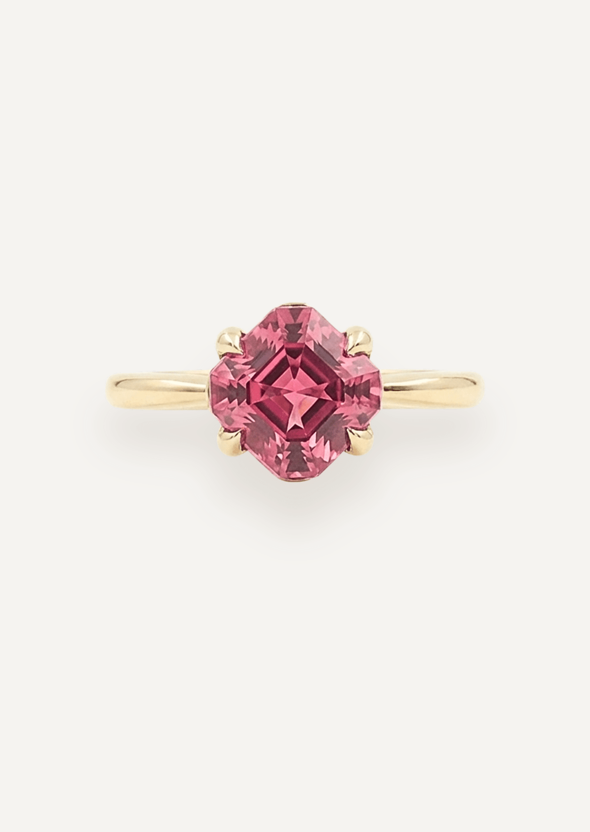 The June 9ct Yellow Gold Ring with 2.34ct Asscher Cut Cherry Tourmaline - Molten Store