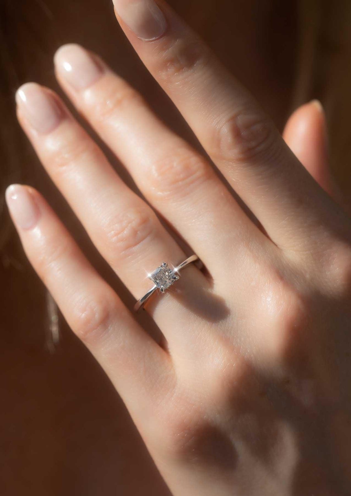 The June Ring with Cushion Cut Diamond design detail