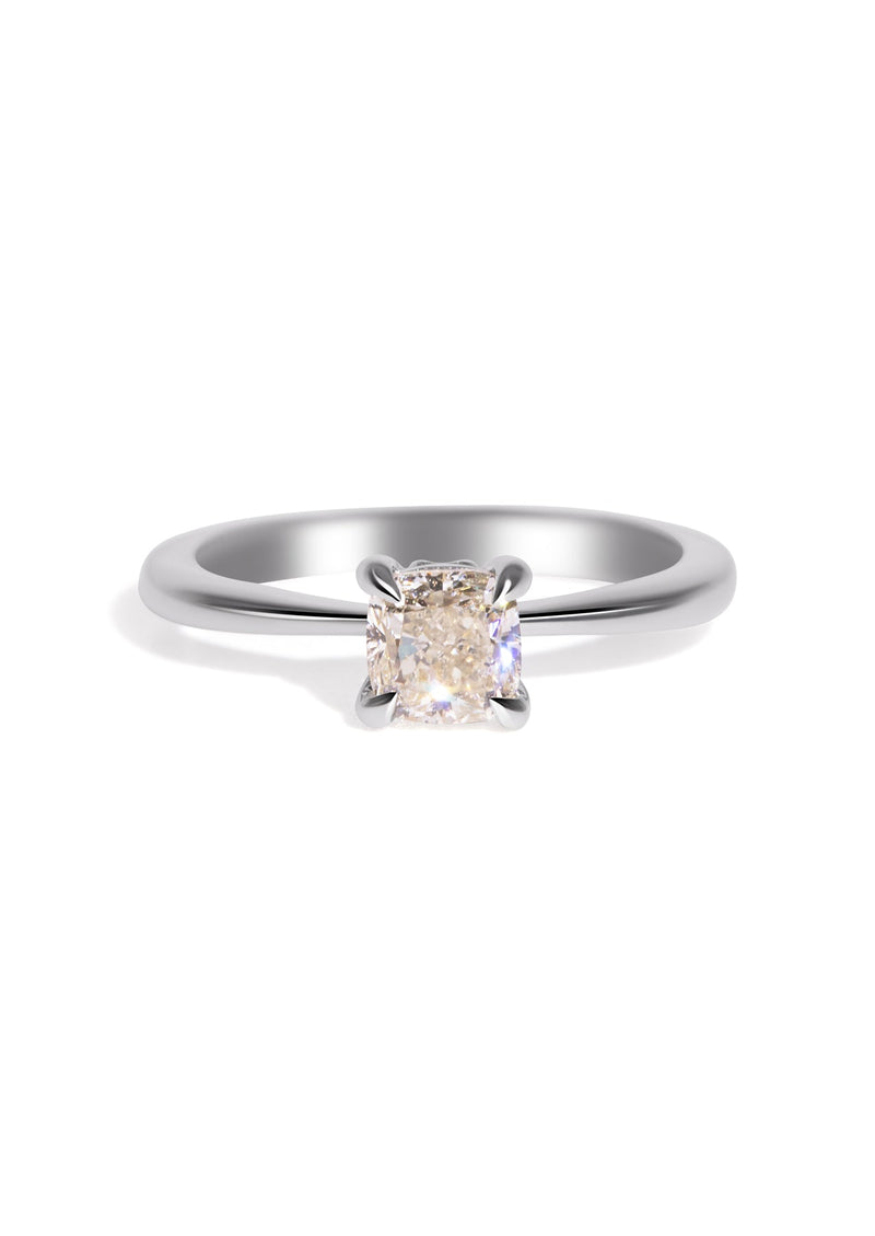 The June 18ct White Gold Ring with 1.01ct Cushion Cut Diamond